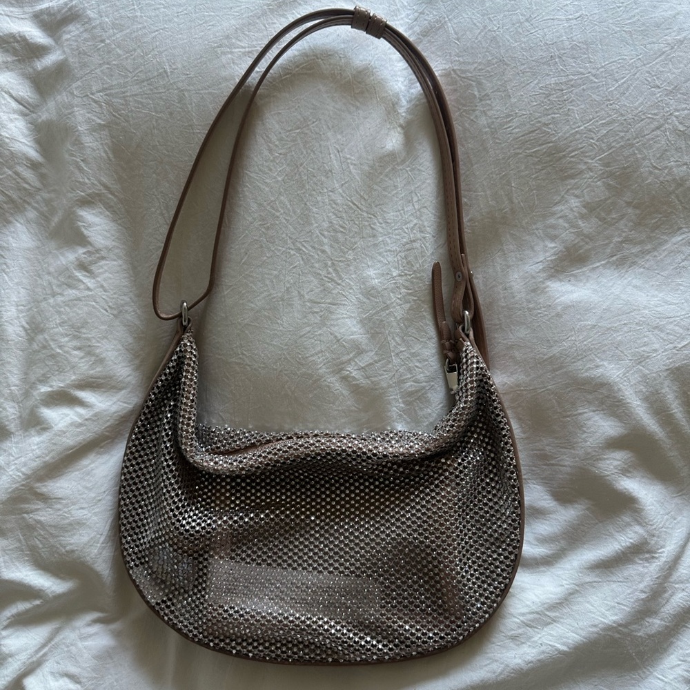 Zara Elegant Brown Mesh Shoulder Bag